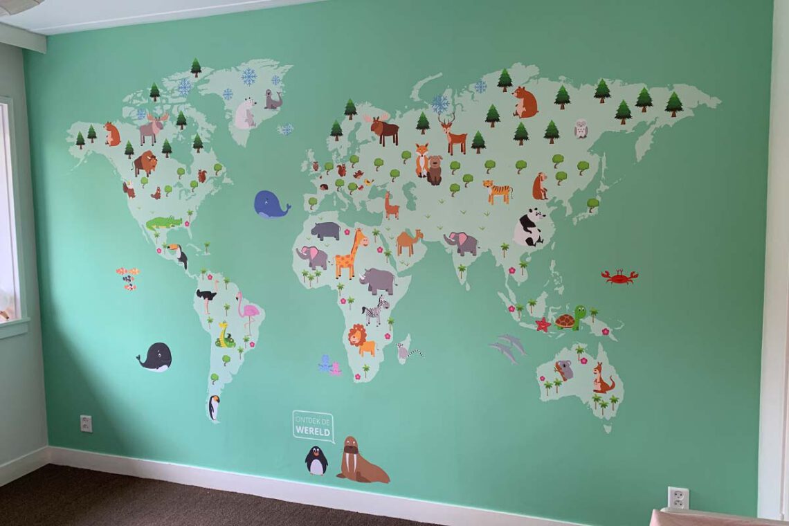 wereldkaart voor kinderkamer