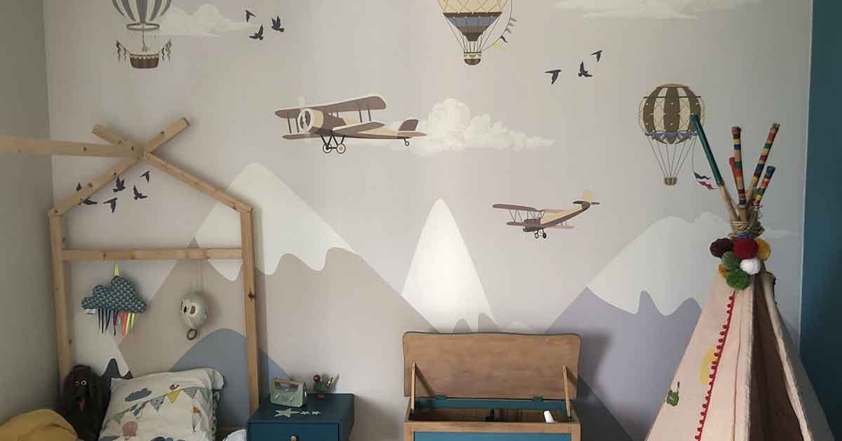 Kinderbehang met bergen 