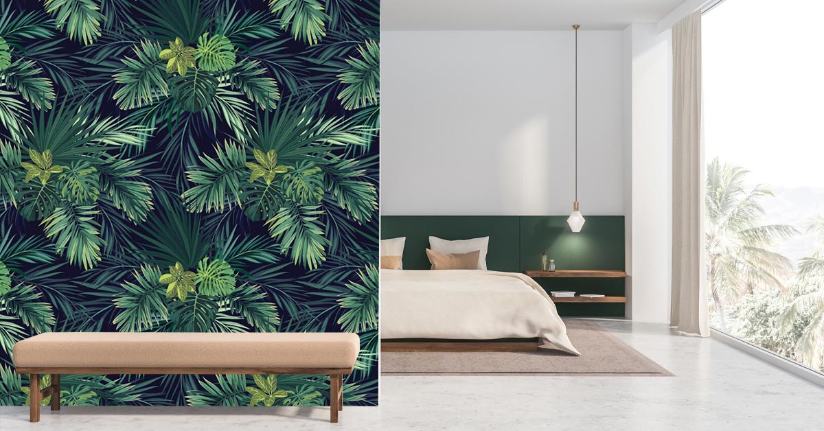 Behangpapier met groene patronen