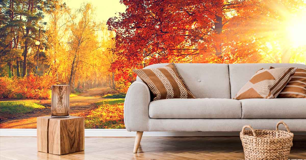 Herfst landschap op fotobehang