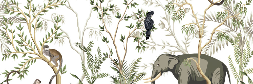 Jungle dieren op fotobehang Jungle dieren op fotobehang