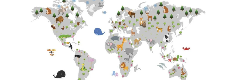 Kinderbehang met een wereldkaart Kinderbehang met een wereldkaart