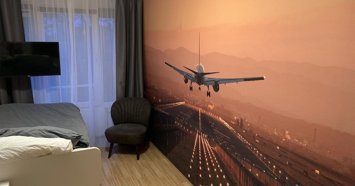 Behangpapier met vliegtuigen
