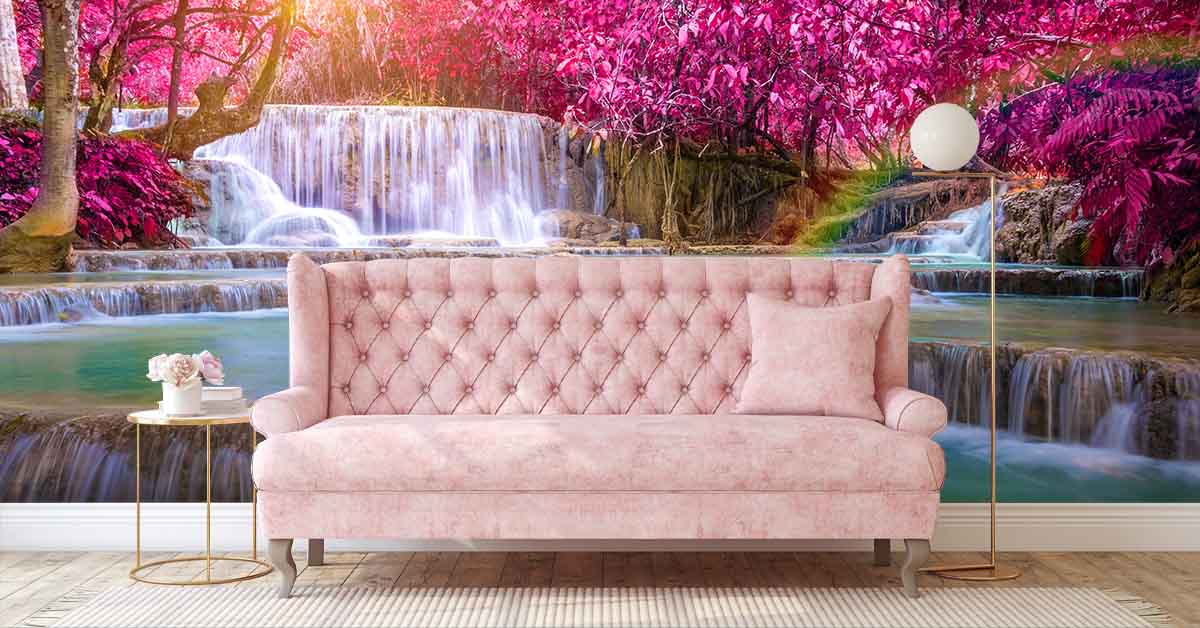 Fotobehang met een waterval