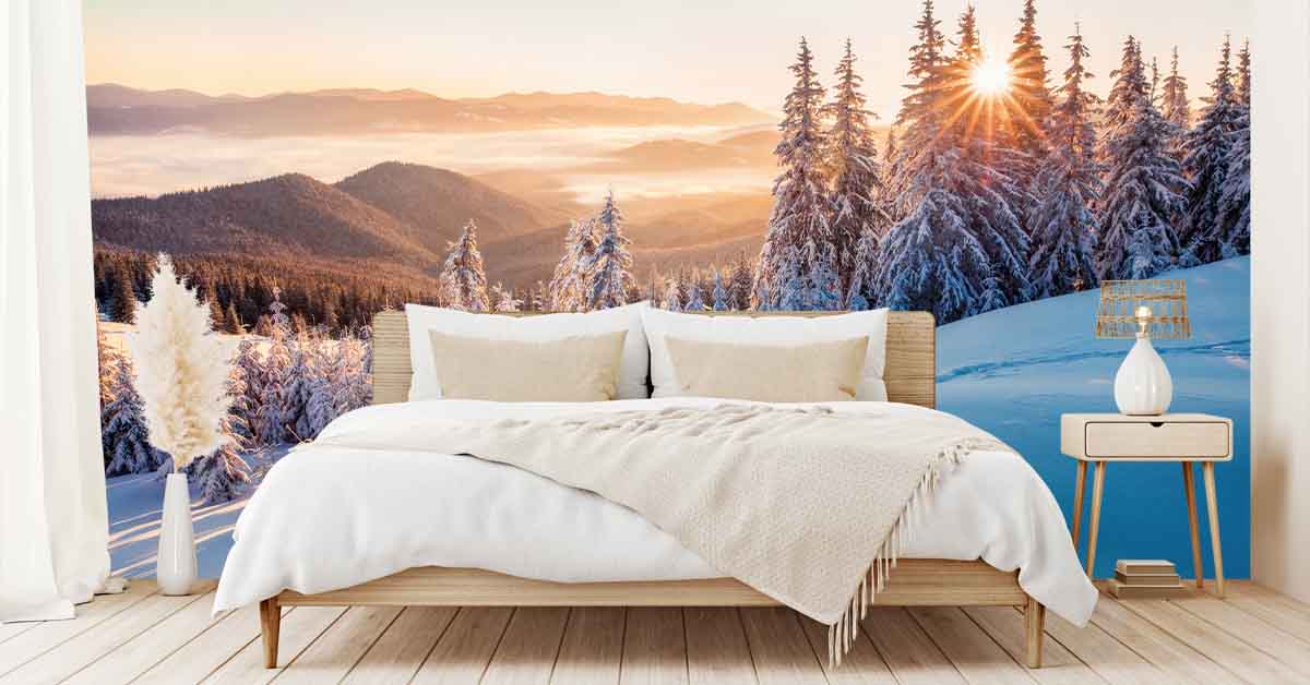 Winters landschap op fotobehang