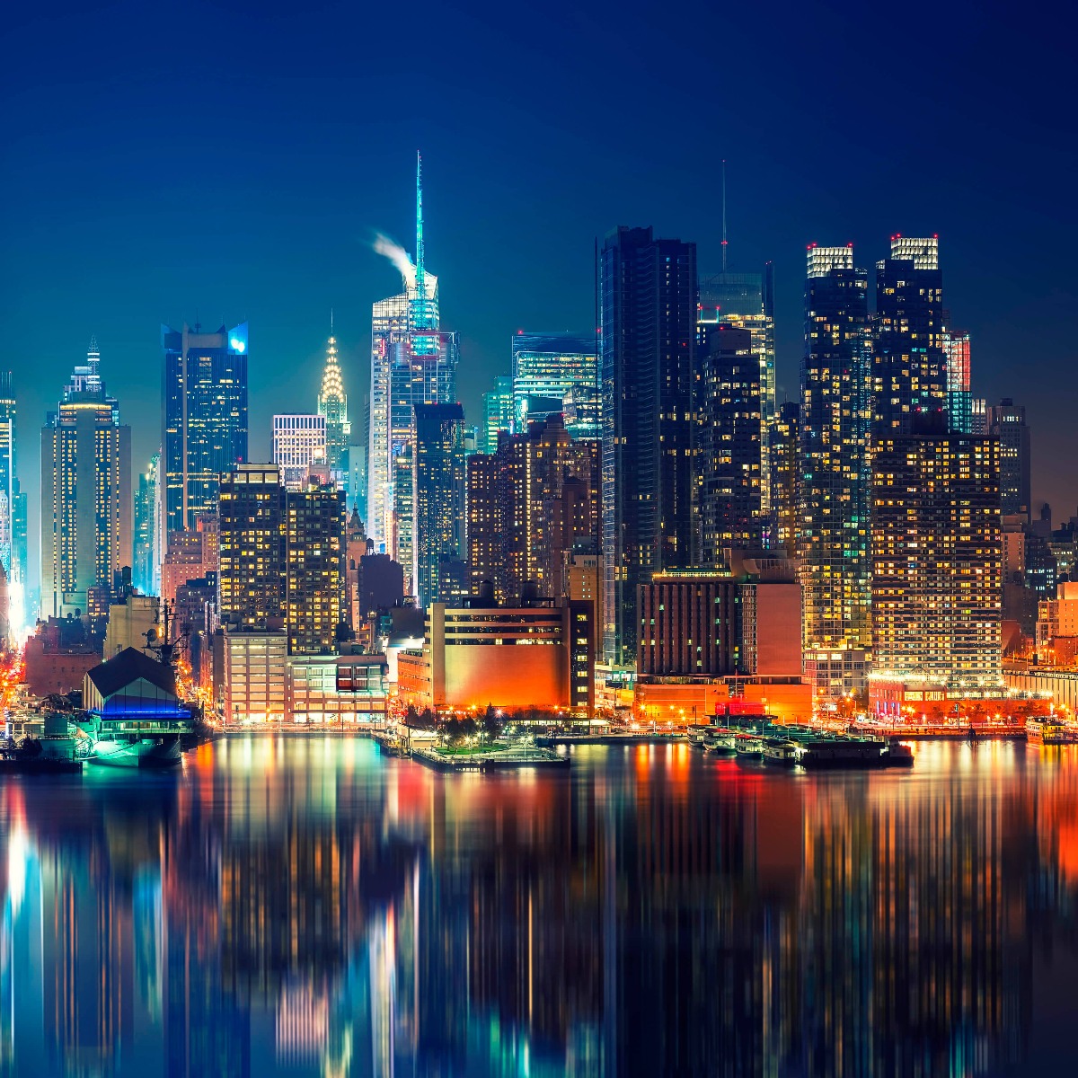 Wereld & Steden Fotobehang New York skyline in de nacht 14