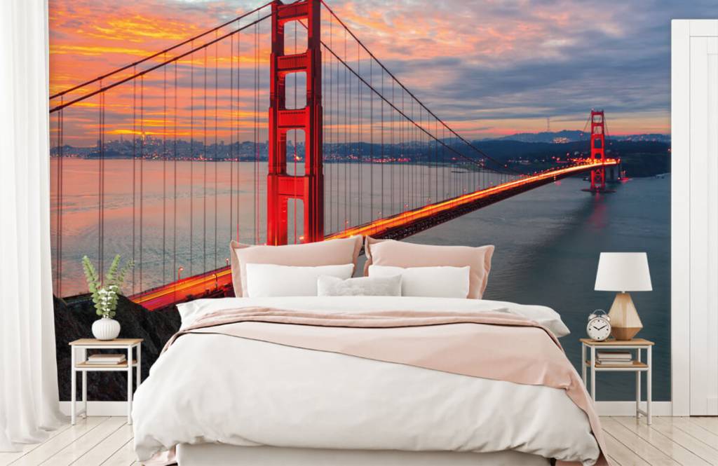 Steden behang - Golden Gate Bridge - Slaapkamer 2