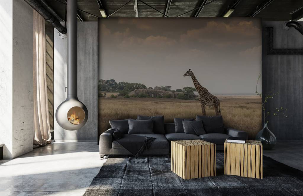 Dieren - Giraffe op een savanne - Slaapkamer 2