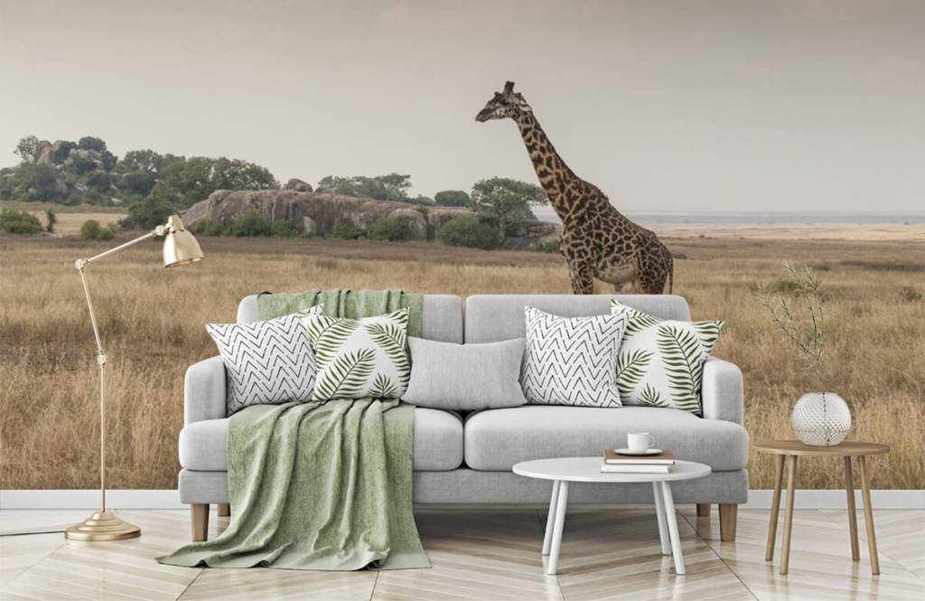 Dieren - Giraffe op een savanne - Slaapkamer 3