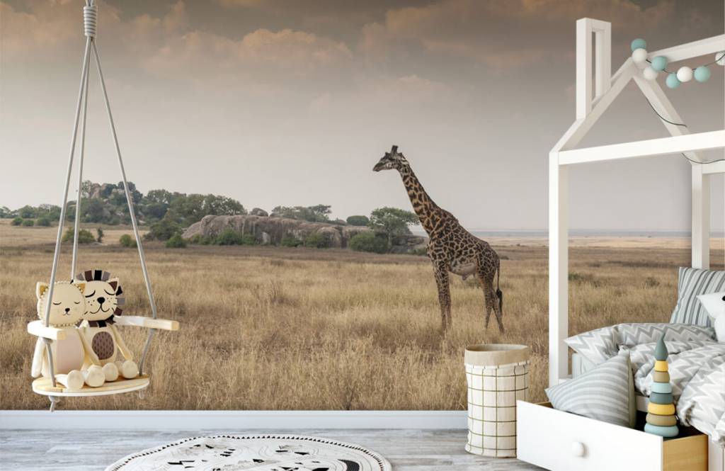 Dieren - Giraffe op een savanne - Slaapkamer 5