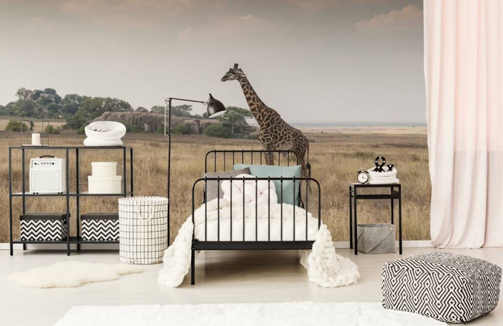 Dieren - Giraffe op een savanne - Slaapkamer 7