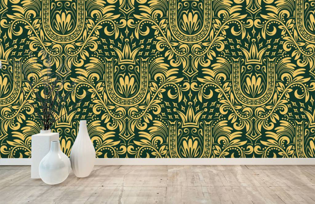 Barok behang - Groen barok patroon - Slaapkamer 1