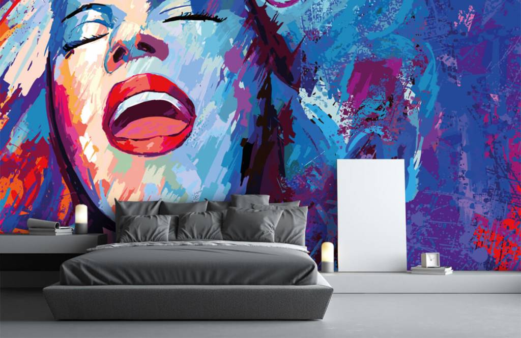 Modern behang - Schildering van een abstracte vrouw - Tienerkamer 3
