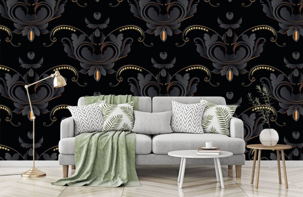 Barok behang - Zwart goud barok patroon - Slaapkamer 7