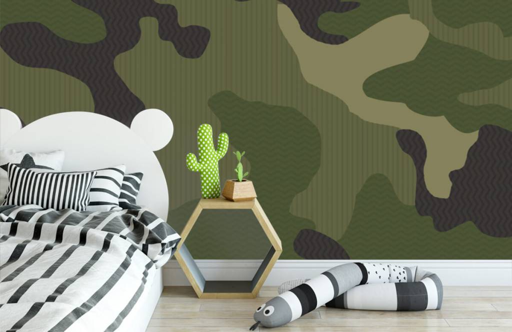 Kinderbehang - Groene camouflage - Kinderkamer 3