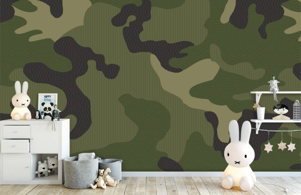 Kinderbehang - Groene camouflage - Kinderkamer 5