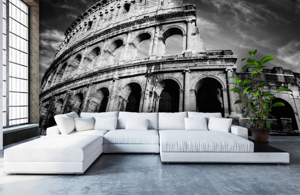 Zwart wit behang - Colosseum in Rome - Tienerkamer 1