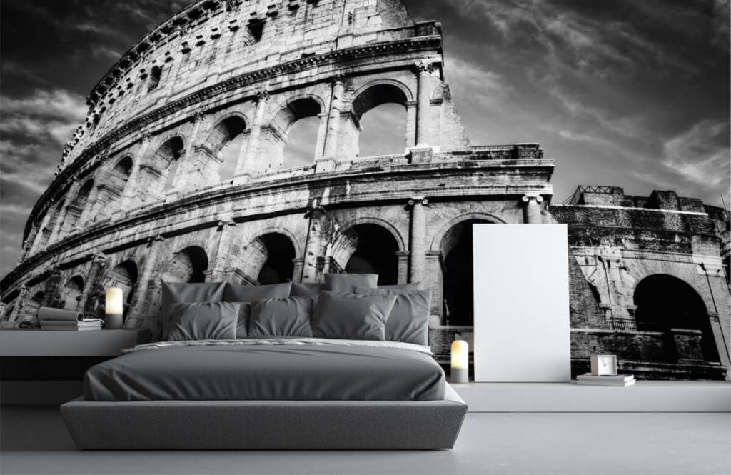 Zwart wit behang - Colosseum in Rome - Tienerkamer 4