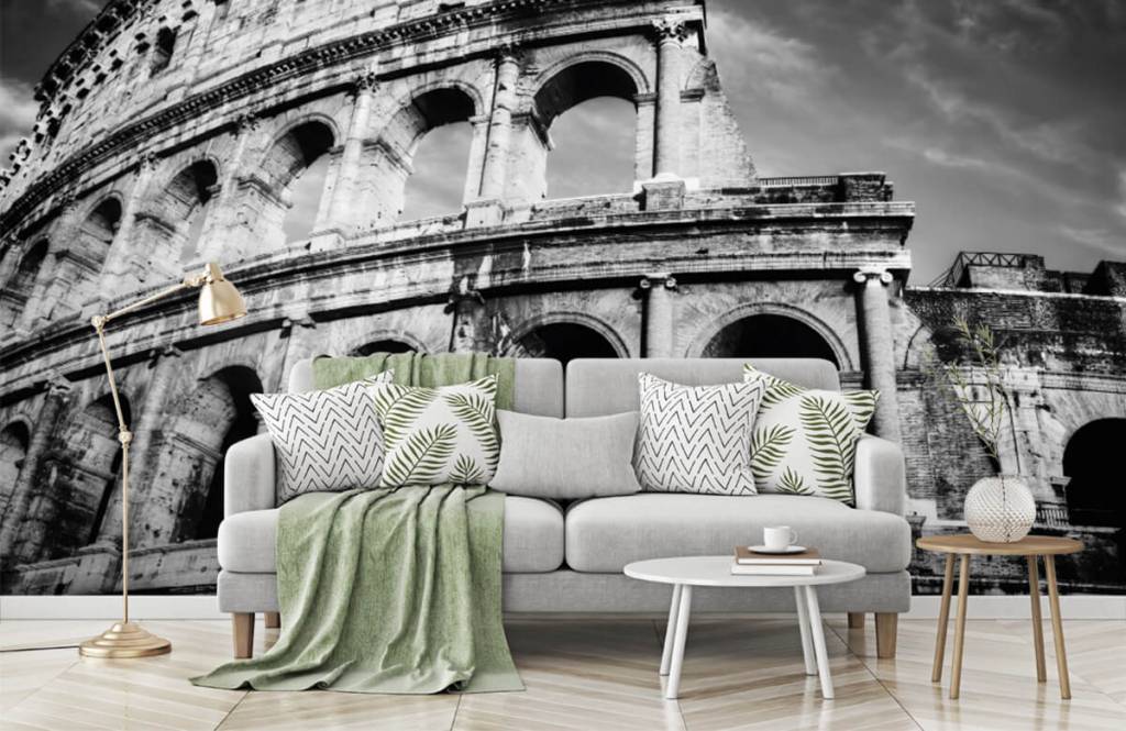 Zwart wit behang - Colosseum in Rome - Tienerkamer 7