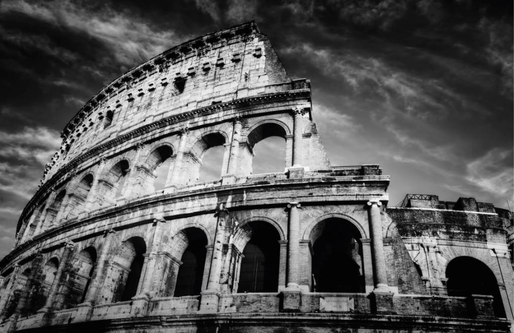 Zwart wit behang - Colosseum in Rome - Tienerkamer 8