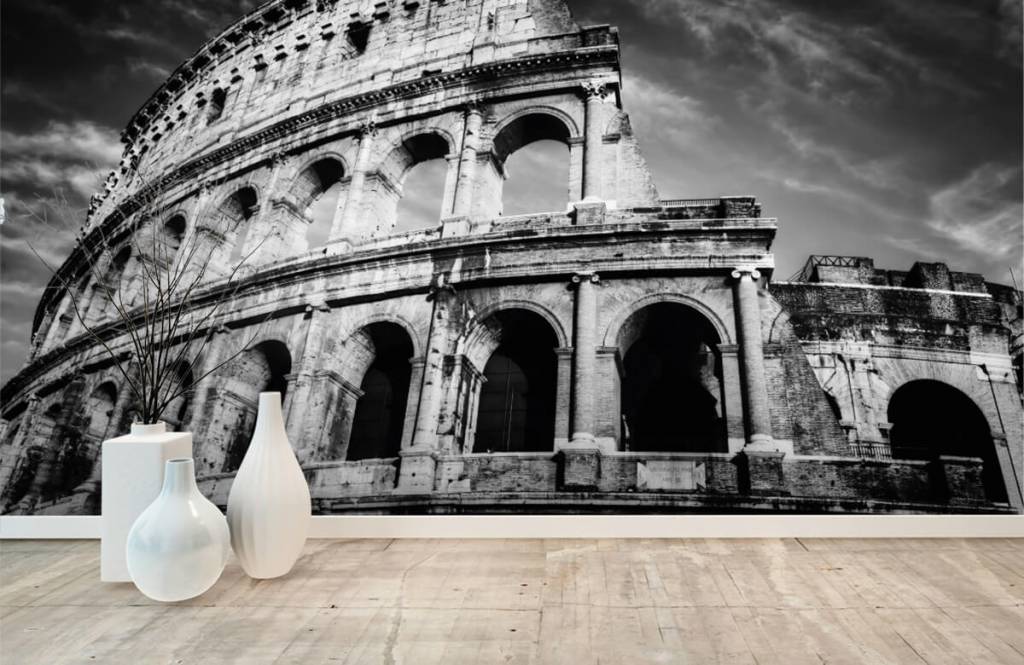 Zwart wit behang - Colosseum in Rome - Tienerkamer 9