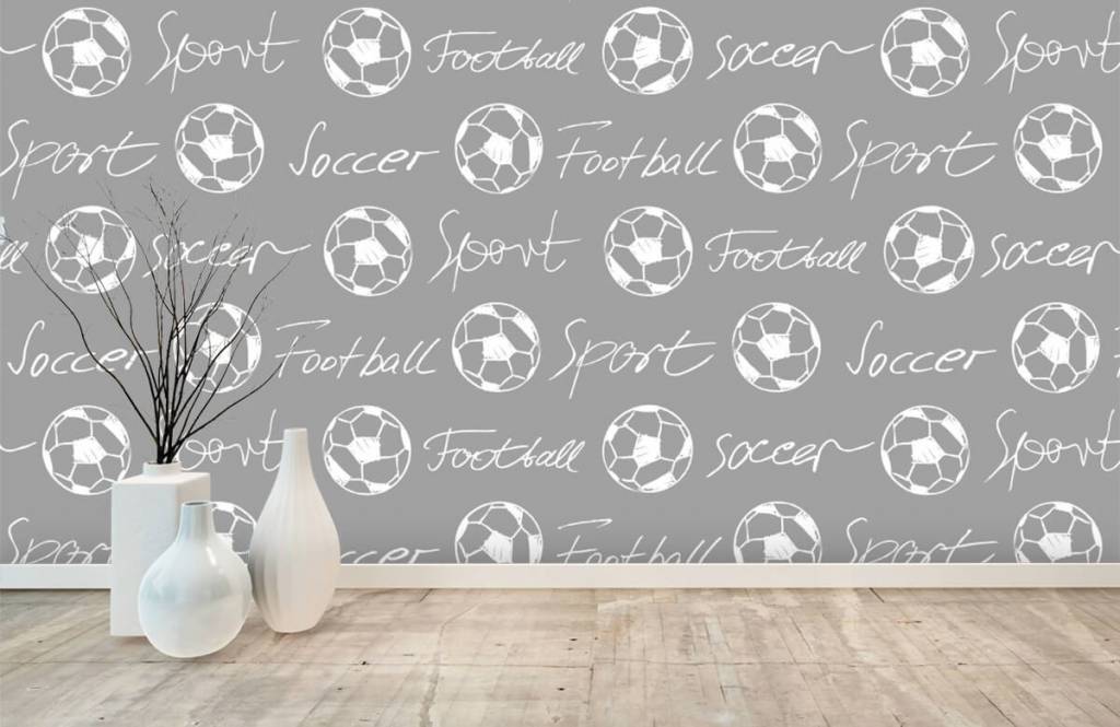 Voetbal behang - Voetballen en tekst - Kinderkamer 2
