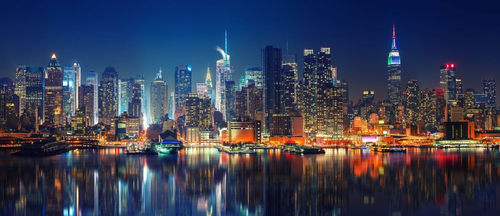 Fotobehang New York skyline in de nacht