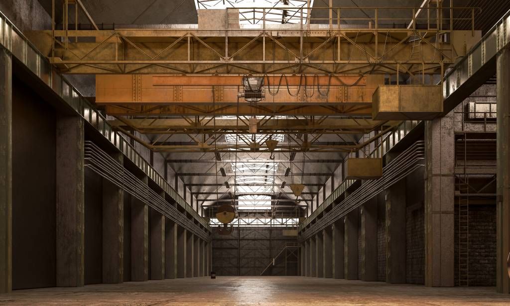 Industriële verlaten hal
