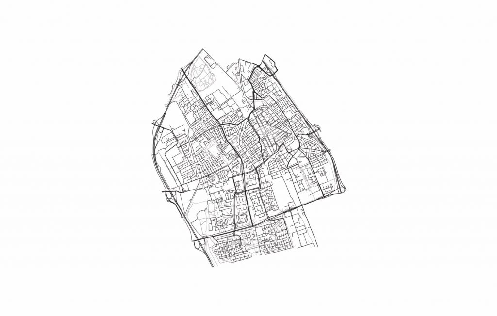 Plattegrond van Delft, wit 