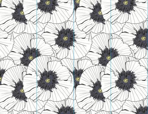 Grafische Klaprozen - Outlet - 320 x 250cm