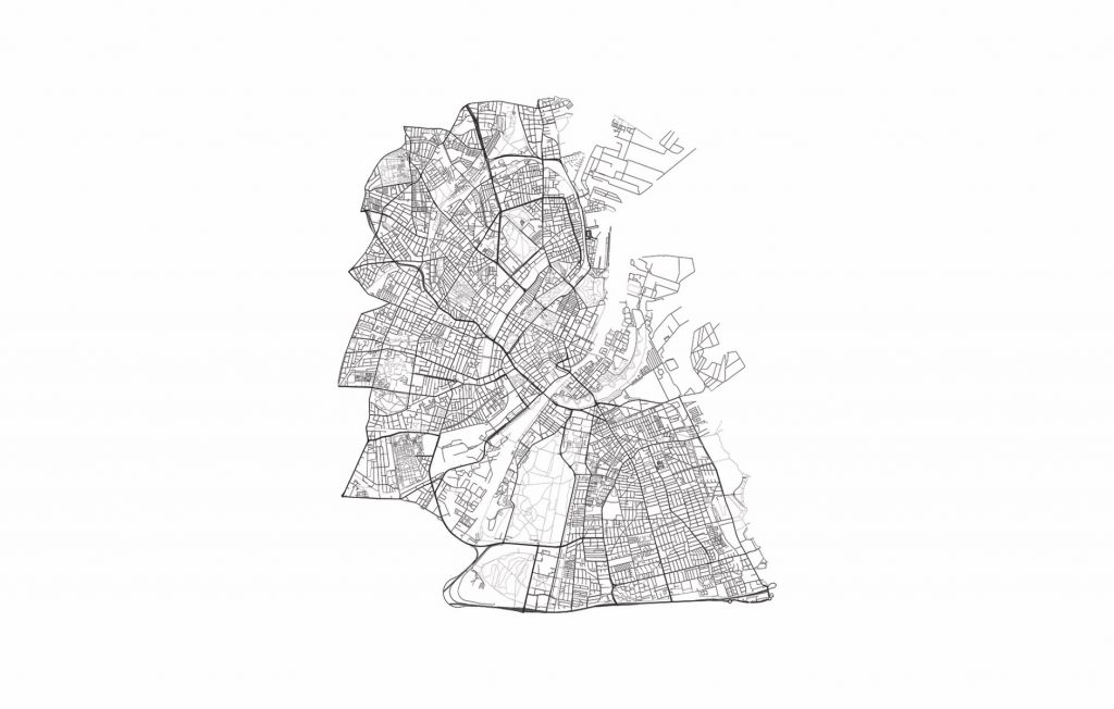 Plattegrond van Kopenhagen, wit 