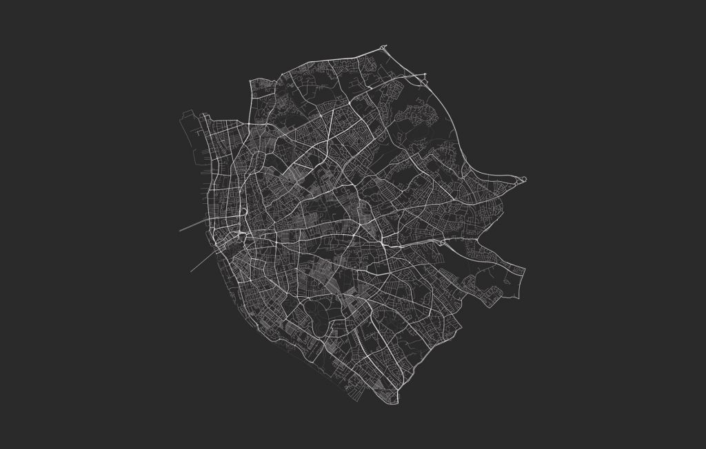 Plattegrond van Liverpool, zwart