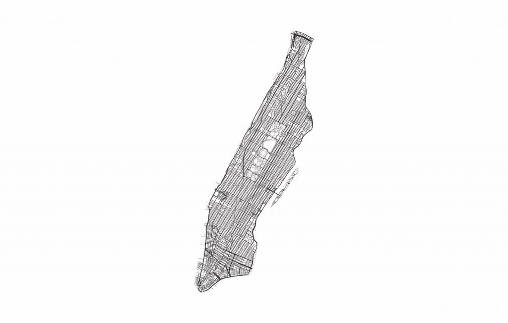 Plattegrond van Manhattan, wit 