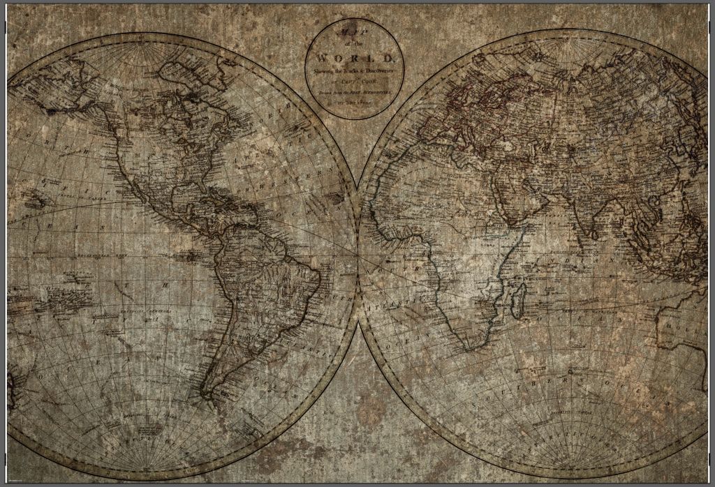 Oude wereldkaart tekening - outlet - 385 x 260