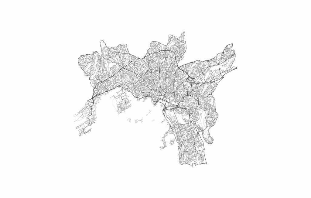 Plattegrond van Oslo, wit 