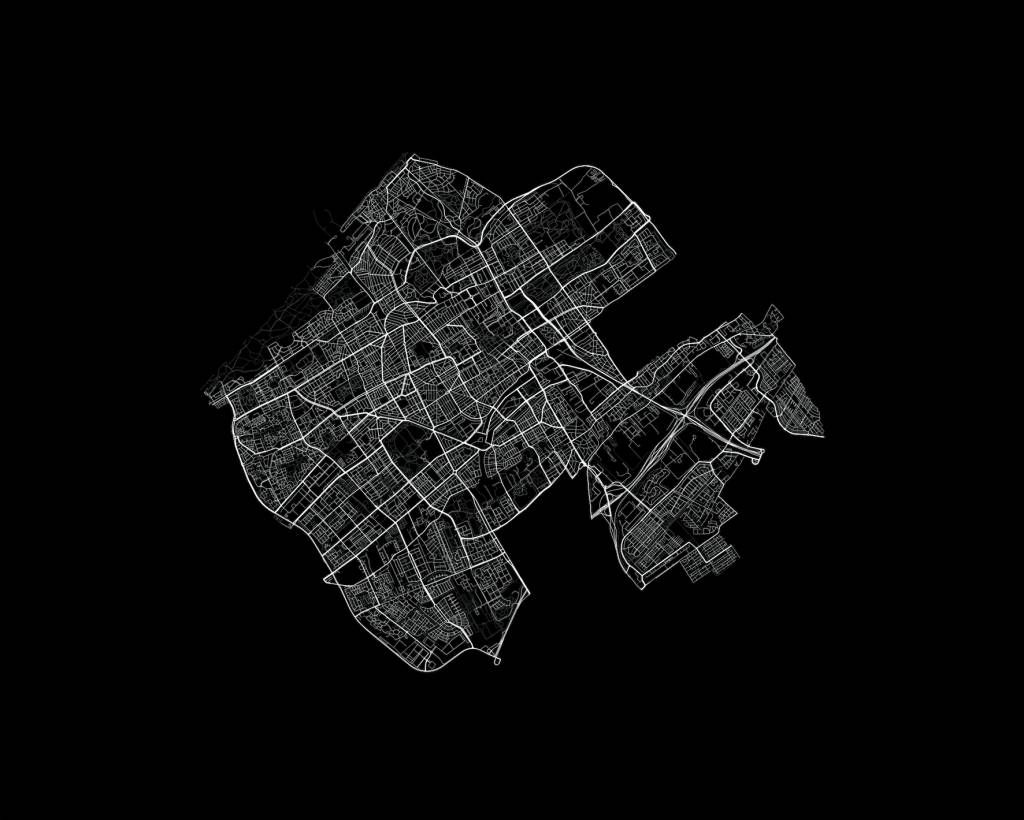 Plattegrond van Den Haag, zwart