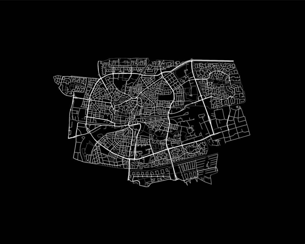 Plattegrond van Leeuwarden, zwart