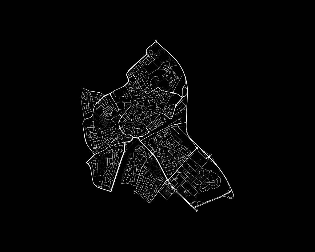 Plattegrond van Middelburg, zwart