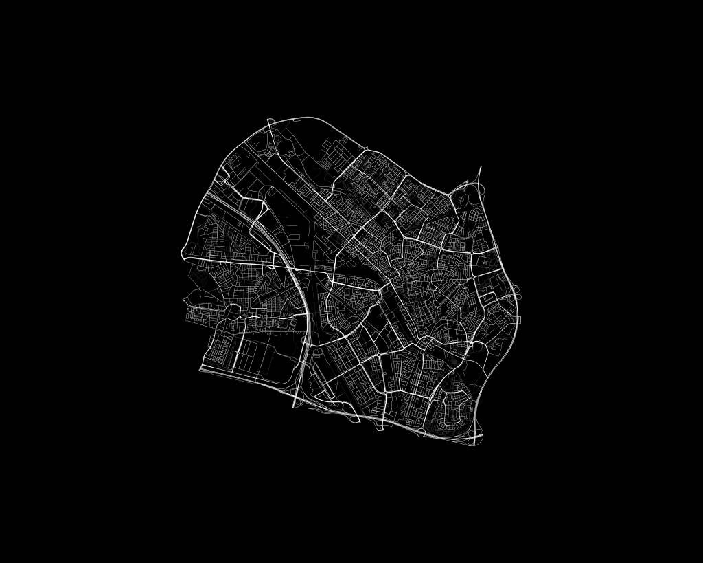 Plattegrond van Utrecht, zwart