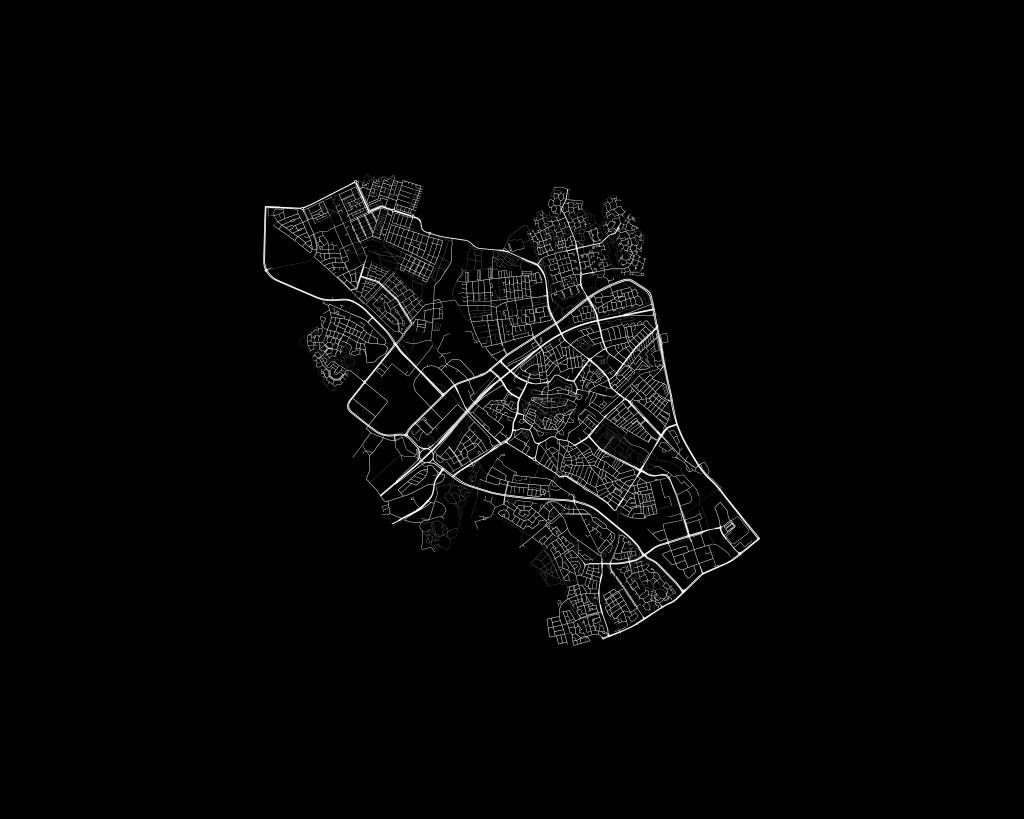 Plattegrond van Zwolle, zwart