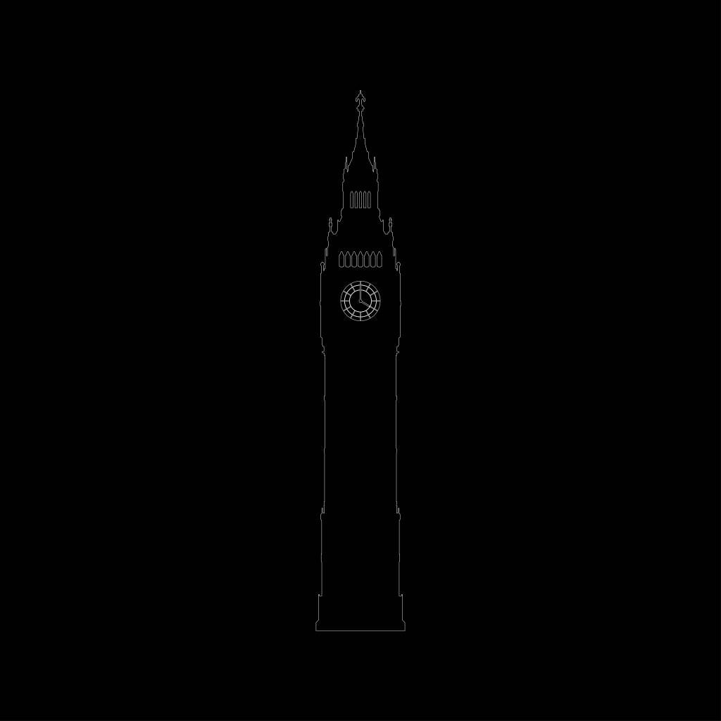 Portret van de Big Ben, zwart