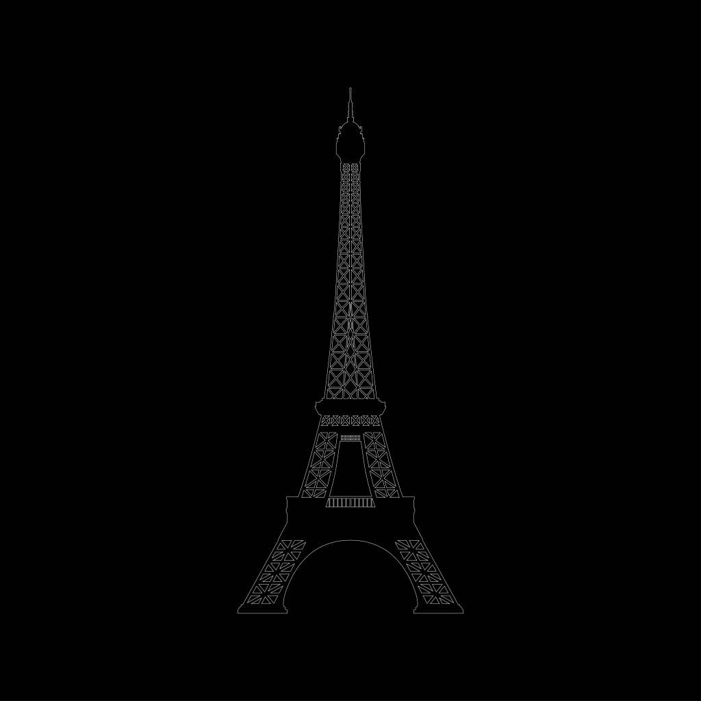 Portret van de Eiffel Toren, zwart