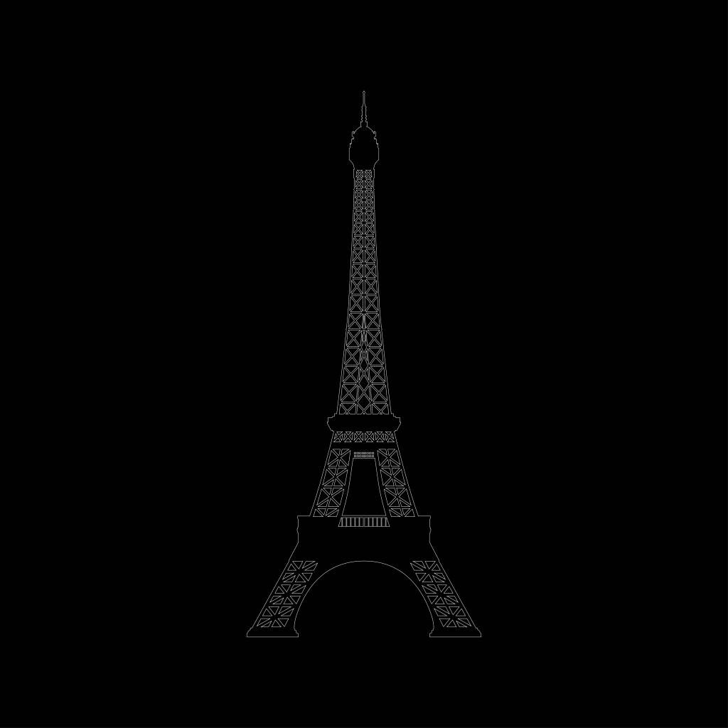 Portret van de Eiffel Toren, zwart