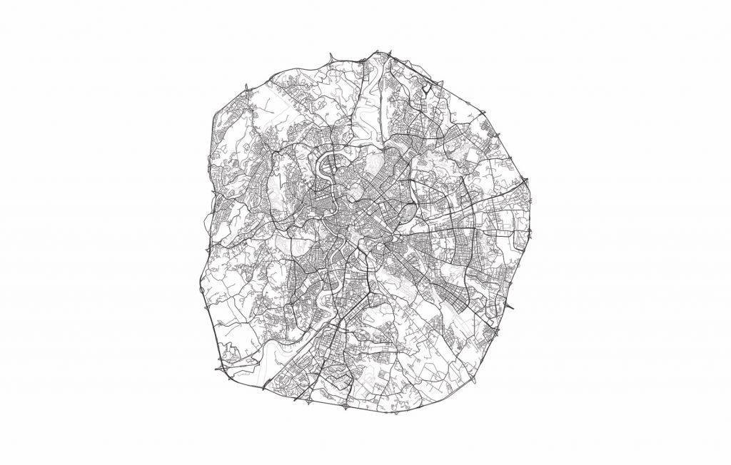 Plattegrond van Rome, wit