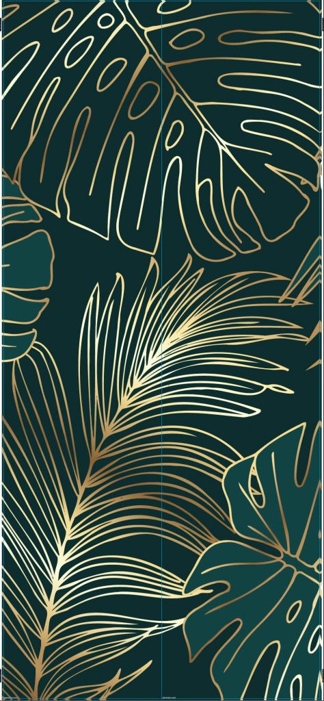 Groene bladeren met goud - Outlet - 160 x 365 cm