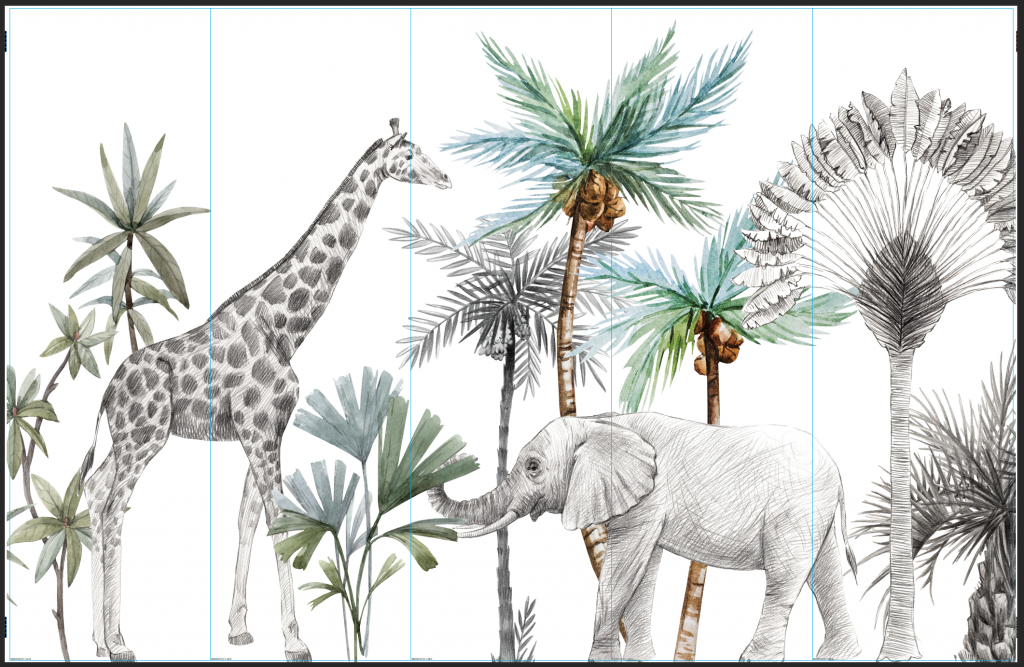 Wilde dieren schets - outlet - 390 x 250 cm 