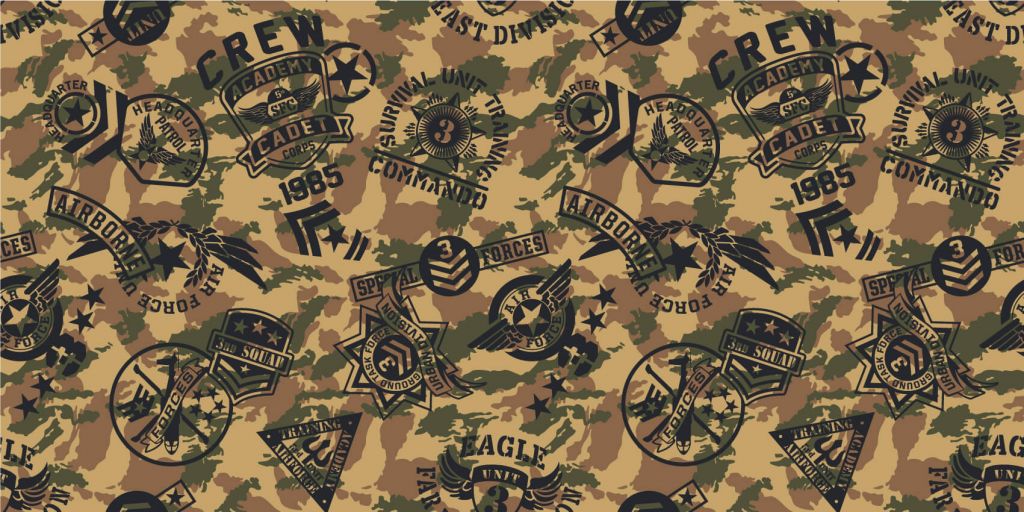 Camouflage met logo's 