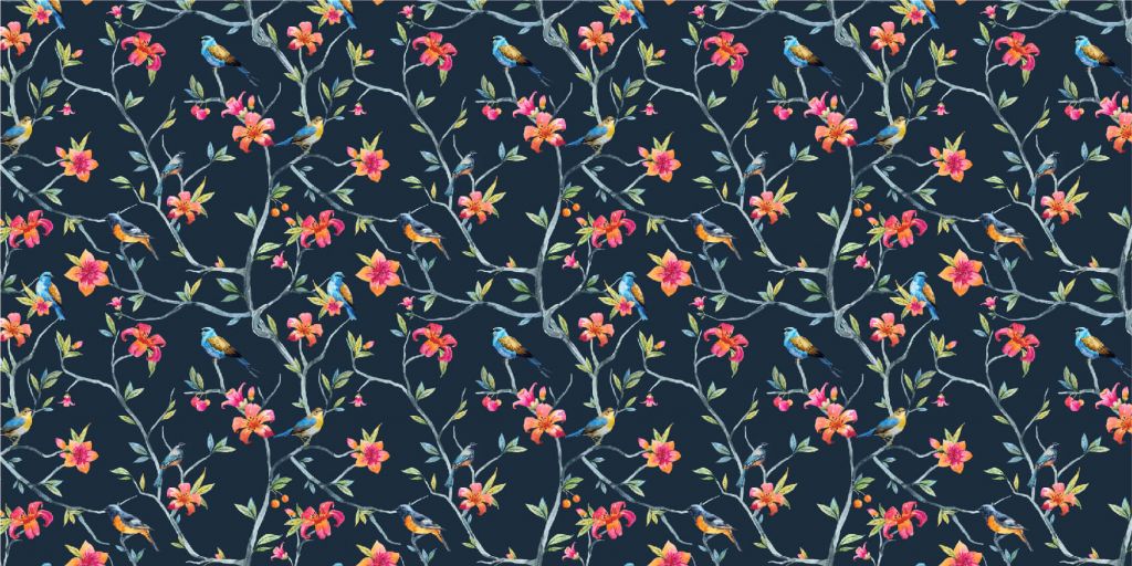 Tropische bloemen en vogels