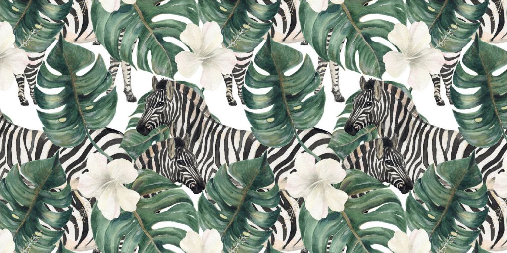 Zebra's tussen de palmbladeren