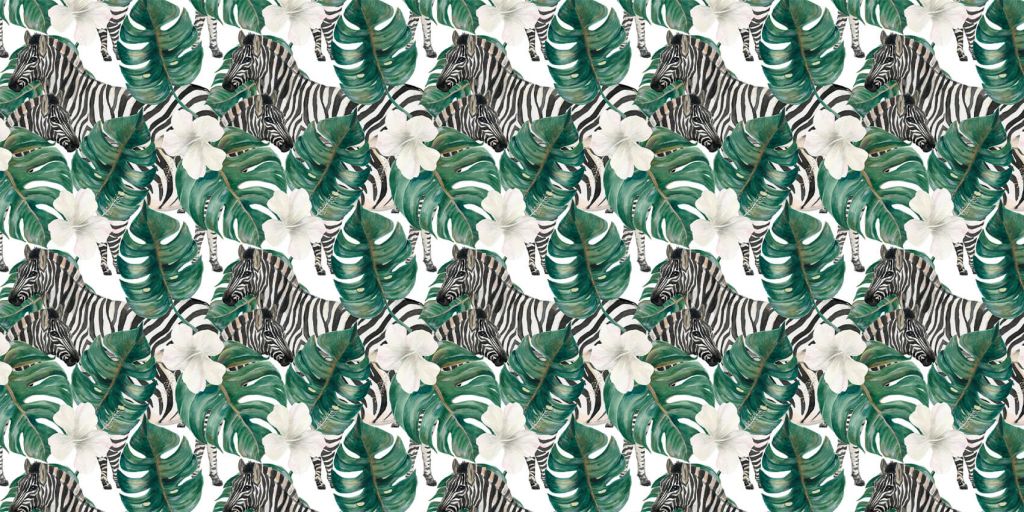 Zebra's tussen de palmbladeren